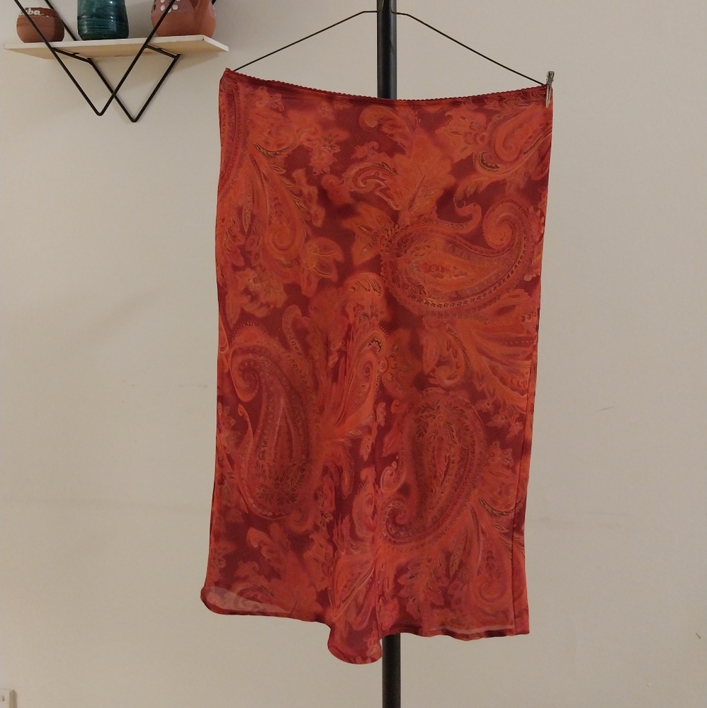 Women's Midi Skirt in Burnt Orange Paisley